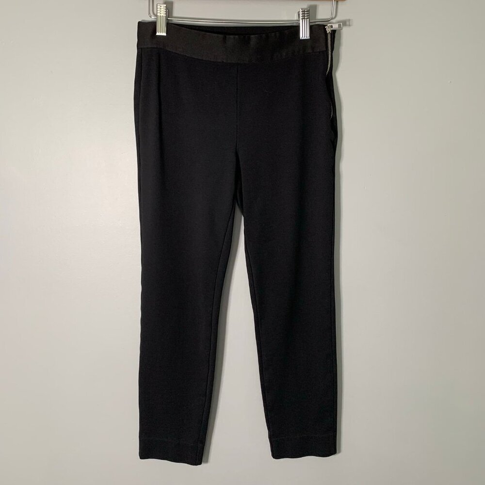 Everlane Black Ponte Side Zip Ankle Pants Women Size 0 Slim Fit Cropped Trousers